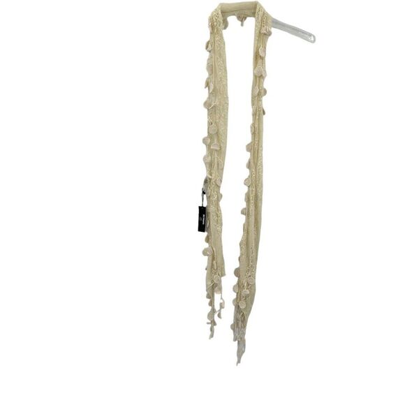 NWT Pier 1 Imports Scarf Nylon Blend Cream Dangle Doilies Boho Chic - Picture 6 of 16